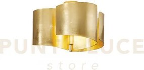 Plafoniera imagine oro 3 luci attacco e27 47x28cm vetro e alluminio