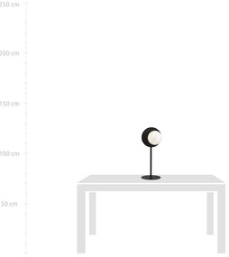 Lampada Da Tavolo Contemporanea Ippolita 1 Luce In Acciaio Nero E Vetro Opalino