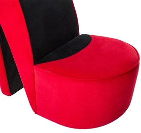 Poltrona a Forma di Scarpa con Tacco in Velluto Rosso