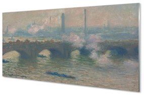 Quadro in vetro Ponte di waterloo in una giornata nuvolosa - claude monet 100x50 cm