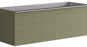 Mobile da bagno da fissare sotto lavabo L 120 x H 40 x P 45.5 cm verde laccato, 2 cassetti Pixel grid