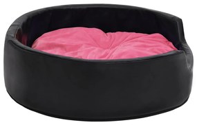 Lettino per cani nero e rosa 99x89x21 cm peluche e similpelle