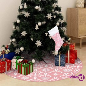 vidaXL Gonna Albero Natale Raffinata con Calza Rosa Tessuto 122 cm