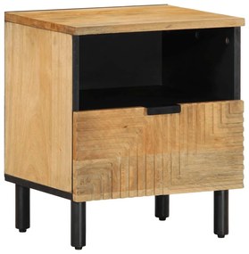 Comodino Marrone 40x33x46 Cm İn Legno Massello Di Mango /
