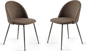 Sedia da pranzo in tessuto e gambe metallo marrone - KAREN 2 sedie