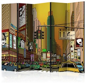 Paravento design New York - una città piena di vita II - astrazione in stile fumetto
