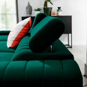 Divano angolare verde allungabile/con contenitore (con penisola a sinistra/con chaise lounge) e rivestimento in velluto Grayson – ELTAP