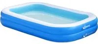 EasyComfort Piscina Gonfiabile Rettangolare da Esterni per 1-2 Adulti in PVC Resistente, 2 Camere d'Aria e Valvola di Scarico, 262x176x56cm, Blu