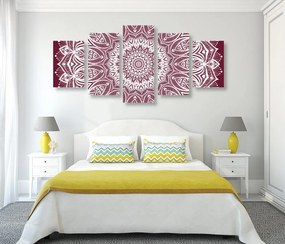 Quadri 5 pezzi – Mandala armonia su sfondo rosa