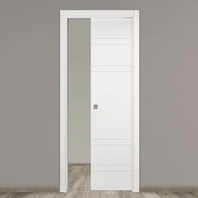 Porta interna scorrevole Eris in legno colore bianco, L 70 x H 210 cm, apertura reversibile