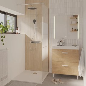 Box doccia walk-in Easy, vetro serigrafato 6 mm, L 67-68.5 cm x H 195 cm, profilo cromo