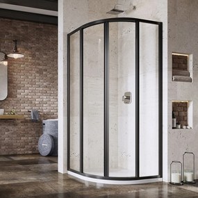 Ravak Supernova box doccia 90x90 cm semicircolare nero opaca/vetro trasparente 3117O302Z1