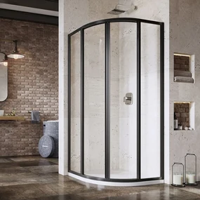 Ravak Supernova box doccia 90x90 cm semicircolare nero opaca/vetro trasparente 3117O302Z1