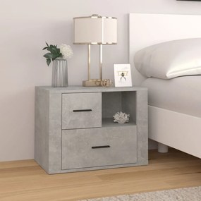 Comodino Grigio Cemento 60x36x45 Cm İn Legno Multistrato /
