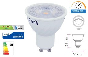 Lampada Led GU10 Dimmerabile 6,5W 110 Gradi 220V Bianco Caldo 3000K Chip Samsung Garanzia 5 Anni SKU-21198