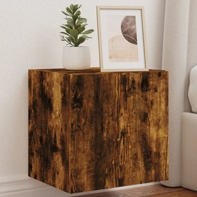 Mobili Tv A Parete Con Luci Led 2pz Rovere Fumo 40,5x35x40 Cm /