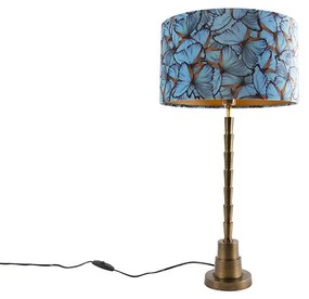 Lampada da tavolo Art Déco bronzo con paralume a farfalla in velluto 35 cm - Pisos