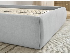 Letto matrimoniale imbottito grigio chiaro con contenitore/senza testiera con rete inclusa 180x200 cm Inera – Bobochic Paris