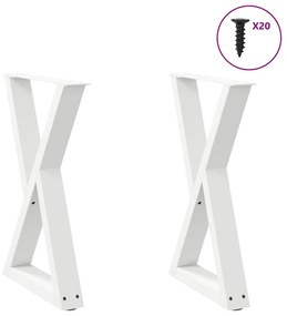Gambe Per Tavolo Da Pranzo 2 Pz Bianco 60x(72-73,3) Cm Acciaio /
