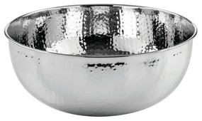 Lavabo da appoggio Lavandino da appoggio in ottone cromato martellato. CIPI tondo in acciaio argento lucido piletta non inclusa