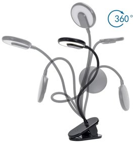 Aigostar - LED Lampada da tavolo ricaricabile dimmerabile con clip LED/3W/5V 1800mAh nero