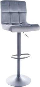 Sgabello da bar C-105 in grigio velluto - H 96 cm
