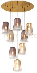 Sospensione ottone sat. tonda 8 luci (4 am + 4 ra) 1164os-s8 t-ar