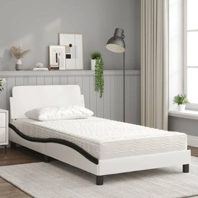 Letto con materasso bianco e nero 100x200 cm in similpelle