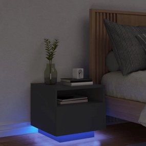 Comodino Con Luci Led Nero 40x39x37 Cm /