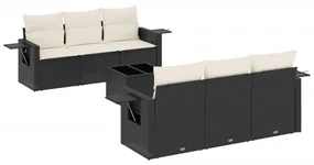 Set divani da giardino con cuscini 7pz nero polyrattan