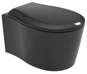 Vaso WC sospeso OLYMPIA CERAMICA soft nero lucido, sedile incluso P 55 x L 36 cm