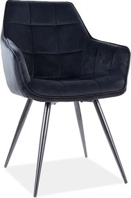 Sedia Lilia in velluto nero - L59 x H45 x H90 cm