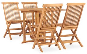 Set Da Pranzo Da Giardino 5 Pz Pieghevole İn Massello Di Teak /
