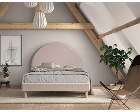 Letto singolo imbottito rosa con griglia 140x200 cm MOON - Vipack