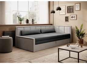 Divano grigio allungabile/con contenitore e rivestimento in ciniglia 214 cm Fulgeo – ELTAP