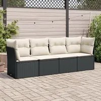 Set Divani da Giardino 4 pz con Cuscini Nero in Polyrattan 3249065