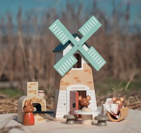 Tender Leaf - Mulino a vento in legno con topolini