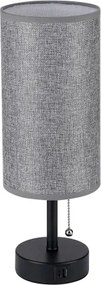 Brilagi - Lampada da tavolo con porta USB TABLON 1xE27/25W/230V nero/grigio