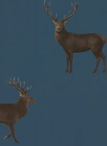 Hirsch Tapete Evesham Deer von Sanderson - Indigo