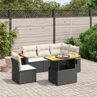 Set Divano da Giardino 6 pz con Cuscini Nero in Polyrattan 3273520