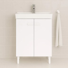 Mobile da bagno sotto lavabo SENSEA Easy bianco laccato opaco L 50 x H 80 x P 40 cm 2 ante, lavabo non incluso