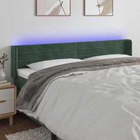 Testiera A Led Verde Scuro 183x16x78/88 Cm İn Velluto /
