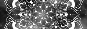 Quadro su tela – Mandala moderna con motivo orientale in bianco e nero