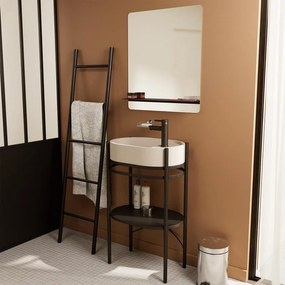 Mobile bagno da terra con lavabo L 55 x H 89.5 x P 37.5 cm nero e beige per vasca a sinistra Alba