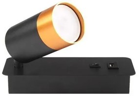 Faretto da parete con caricatore USB 1xGU10/35W/230V nero/rame