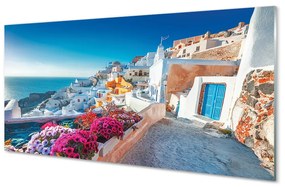 Quadro acrilico Edifici della Grecia Fiori di mare 100x50 cm