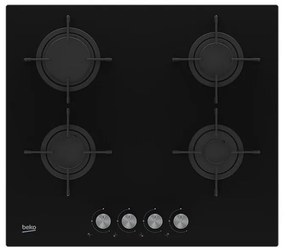 Beko HILG 64220 S Piani cottura a gas da incasso nero - Piano cottura (Built-in, Gas Hobob, Glass, Black, Enamelled, Turntable)