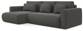 Divano angolare grigio scuro allungabile/con contenitore (con penisola a sinistra/con chaise lounge) con rivestimento in velluto Kapua – Makamii
