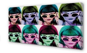 Quadro su tela Donna colorate occhiali per capelli 100x50 cm
