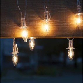 Catena LED da esterno espandibile CONE FILAMENT 20xE10 14m vetro trasparente/bianco caldo IP44